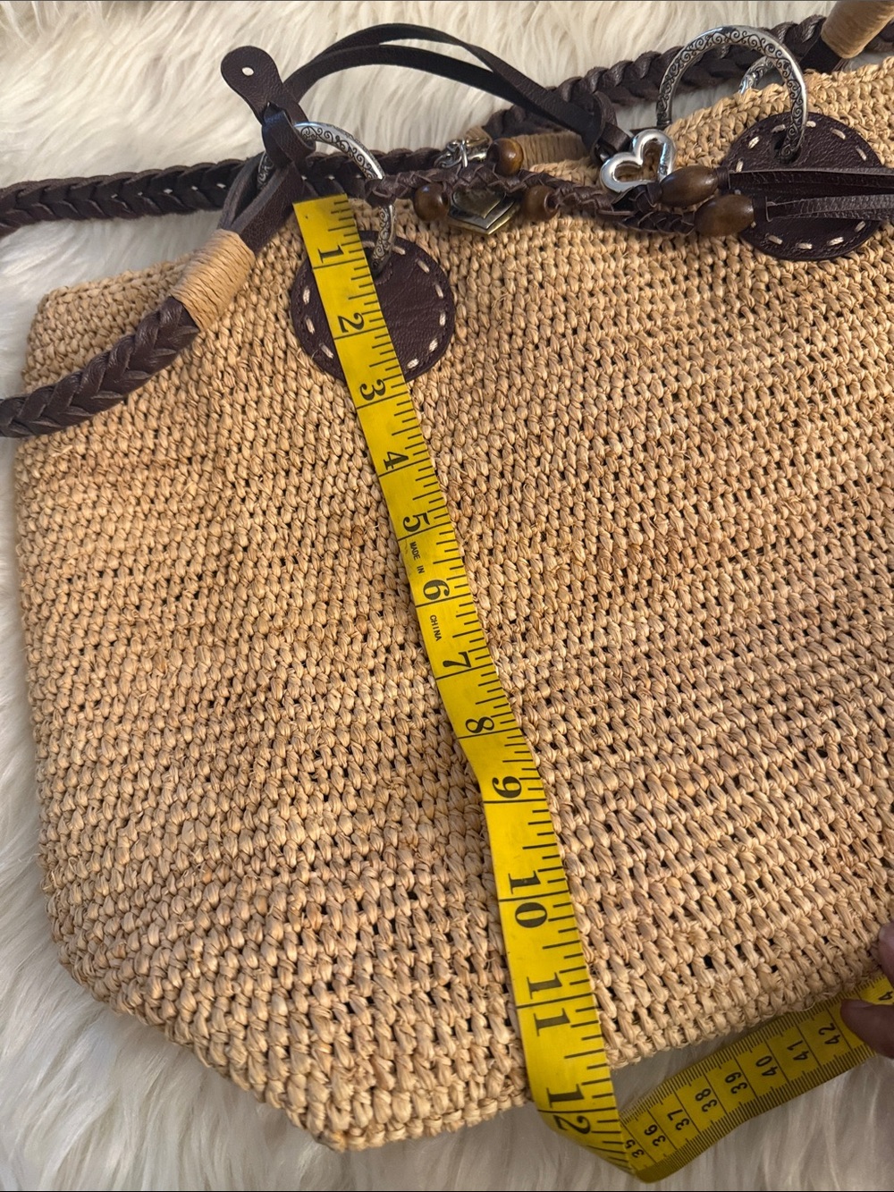 Brighton Woven Straw Tote Bag with Brown Leather and Brass Accents🔥 - Picture 12 of 16